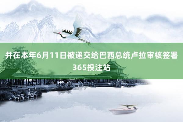 并在本年6月11日被递交给巴西总统卢拉审核签署365投注站